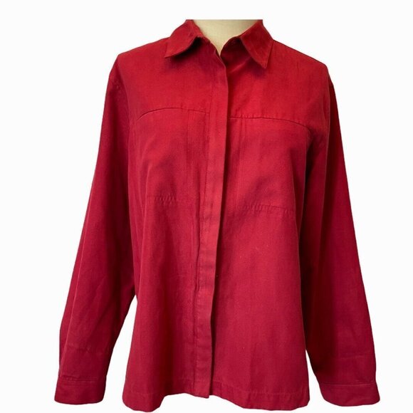 Northern Reflections Red Soft Button Up Shirt - Picture 1 of 10